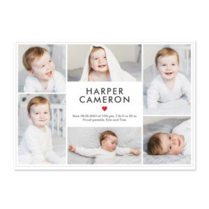 Sweetheart Collage Editable Color Birth Announcement