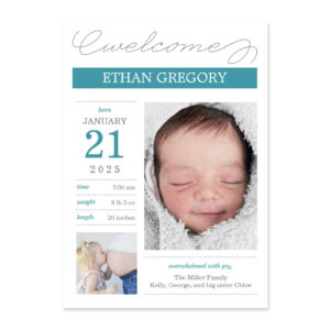 Sweetly Documented Blue Editable Color Birth Announcement