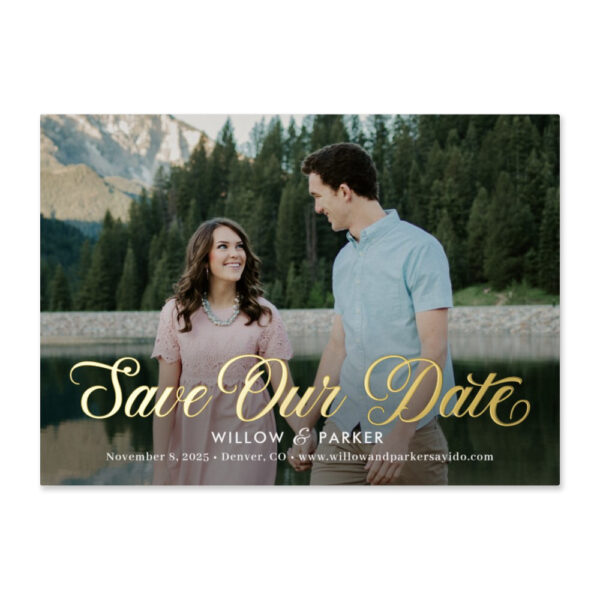 Timeless Script Foil Save The Date Cards