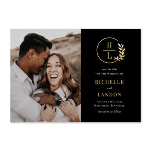 Trendy Wreath Foil Save The Date Cards