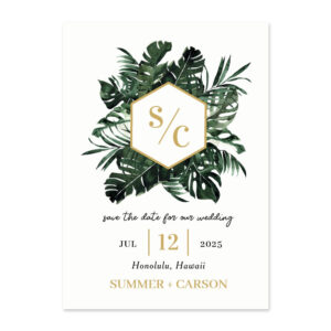 Tropical Vibe Beach Wedding Save The Date Cards