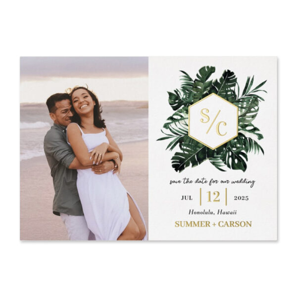 Tropical Vibe Foil Save The Date Cards