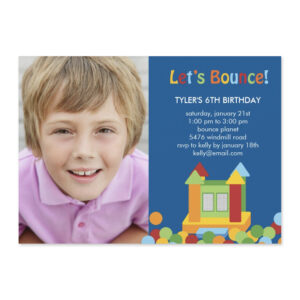Bounce House Kid Birthday Party Invitation Blue