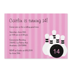 Bowling Party Birthday Party Invitation Pink