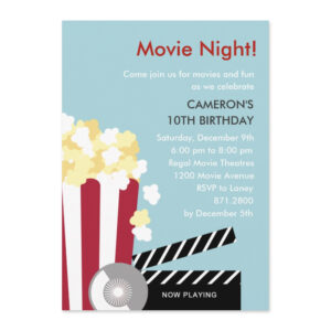 Movie Night Birthday Party Movie Party Invitation