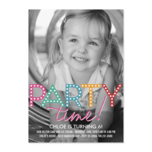 Party Time Girl Birthday Party Invitation