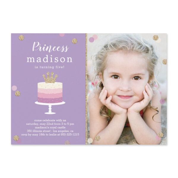 Princess Cake Girl Birthday Princess Party Invitation