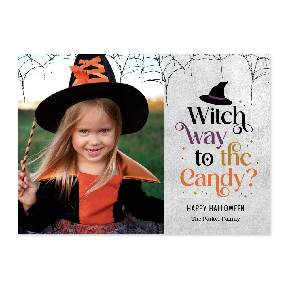 Witch Way To The Candy Halloween Photo Card