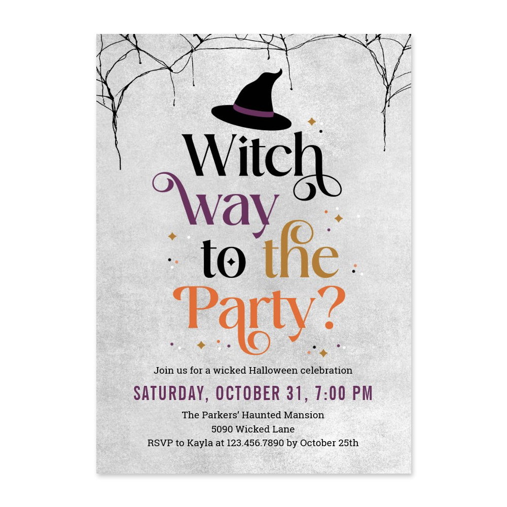 Witch Way To The Party Modern Halloween Party Invitation