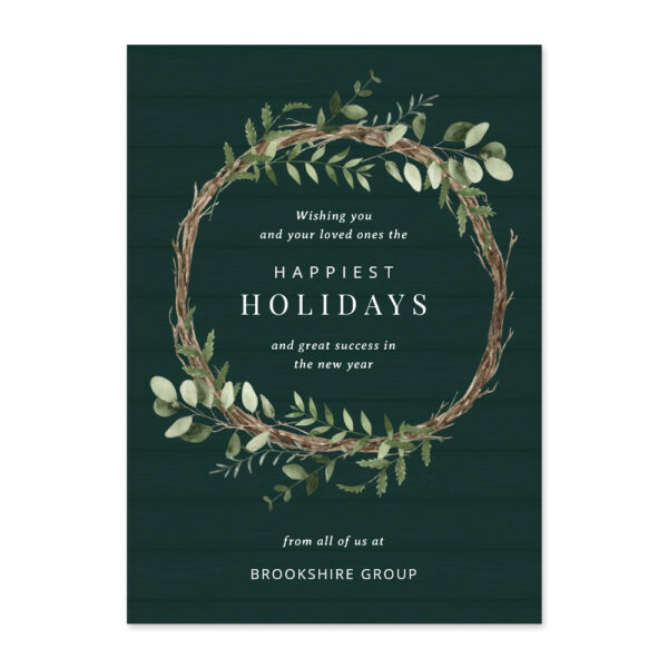 Neutral Wreath Business Holiday Card Corporate Holiday Card