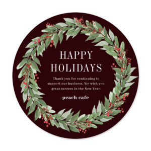 Round Wreath Business Holiday Card Corporate Holiday Card