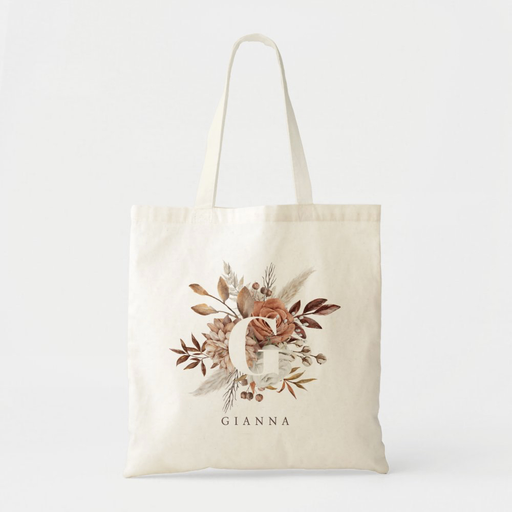 Earthy Monogram Personalized Tote Bag Bridesmaid Gift