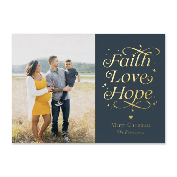 Faith Love Hope Foil Holiday Photo Card