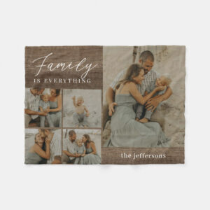 Family Collage Rustic Dark Personalized Blanket