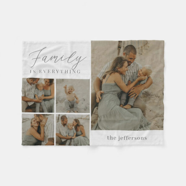 Family Collage Rustic Light Personalized Blanket