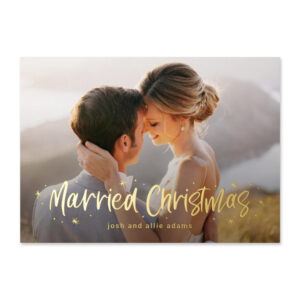 Happily Drawn Married Christmas Newlywed Holiday Card