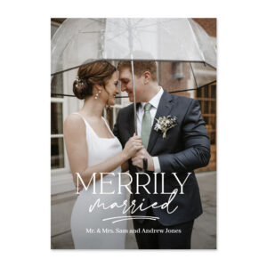 Married Couple Merrily Married Newlywed Holiday Card