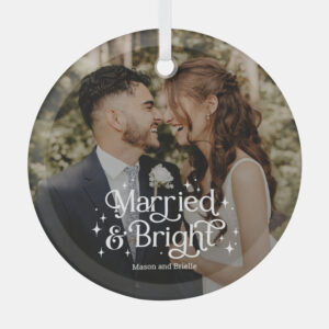 Married and Bright Personalized Christmas Ornament