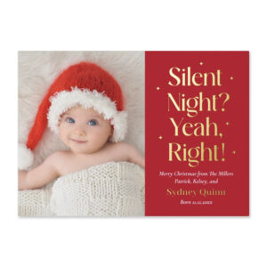 Silent Night Foil Funny Holiday Birth Announcement