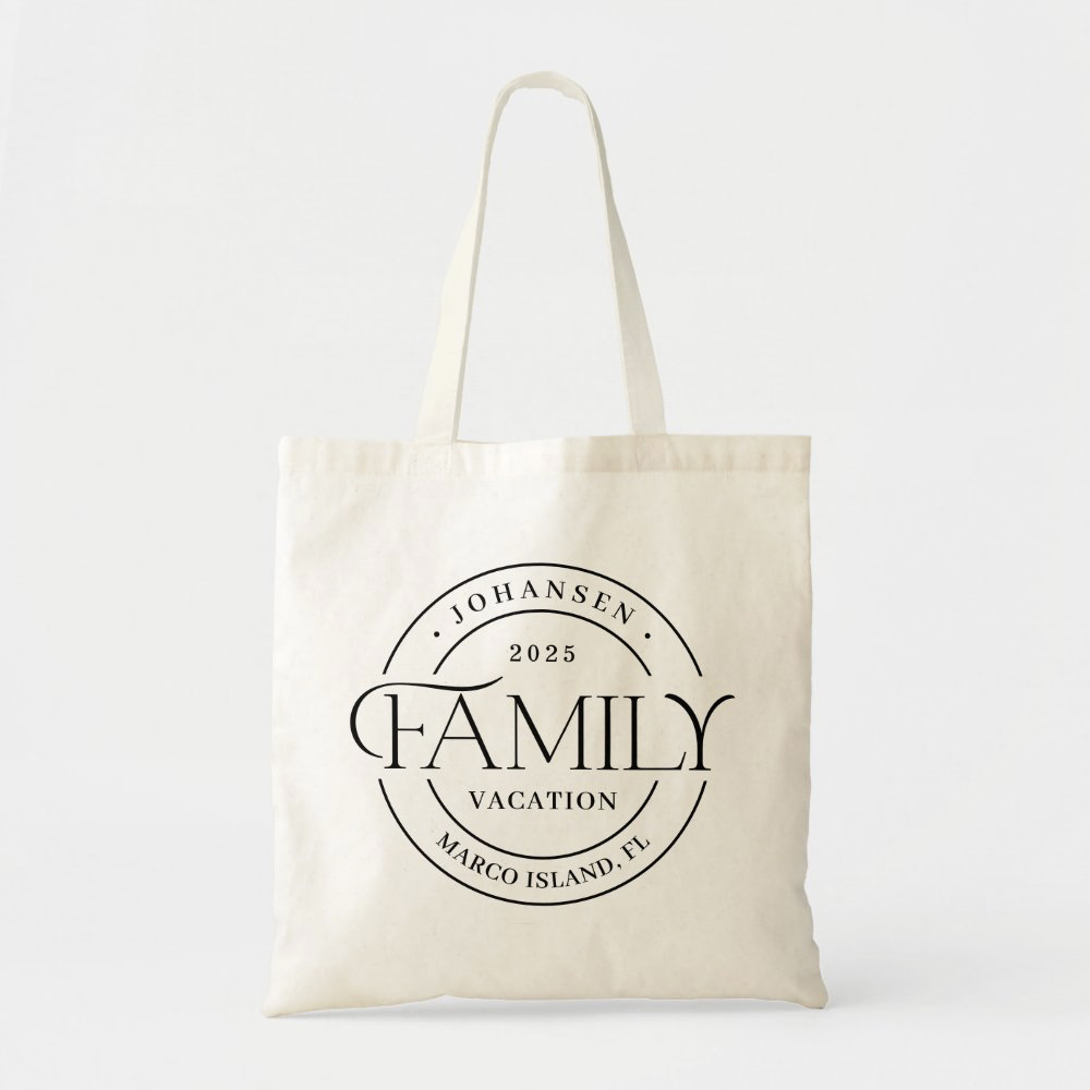 Sleek Seal Family Reunion Family Vacation Tote Bag - Editable Color Personalized Matching Family Totes