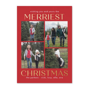 Solid Clean Collage Editable Color FOIL Christmas Card