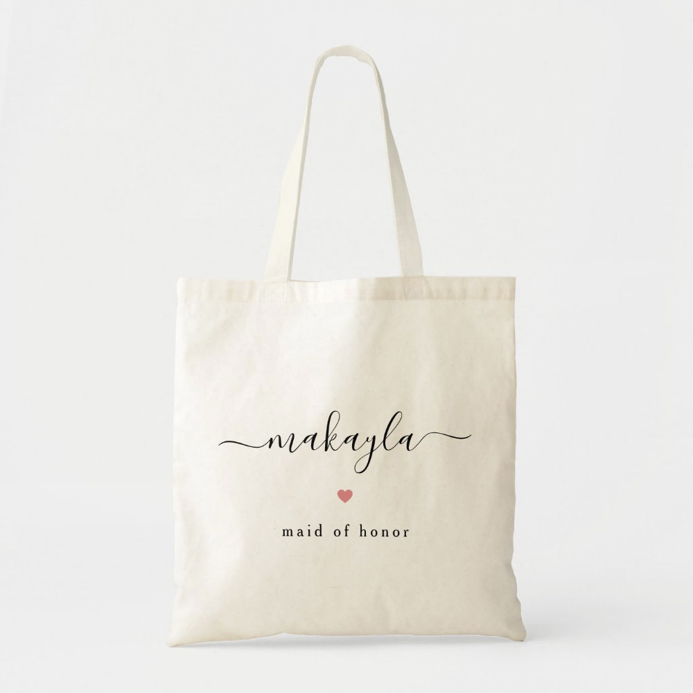 Sweet Name Personalized Bridal Party Wedding Bridesmaid Tote Bag