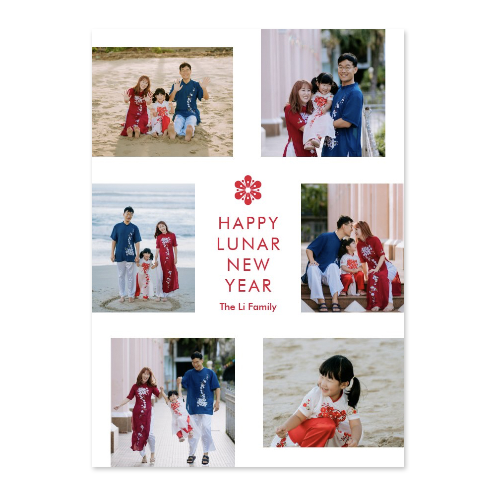 Floral Collage Lunar New Year Chinese New Year Photo Card