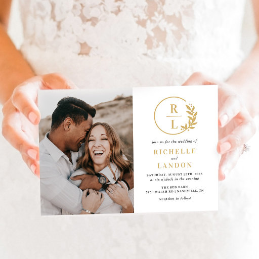Trendy Wreath Wedding Invitation Suite