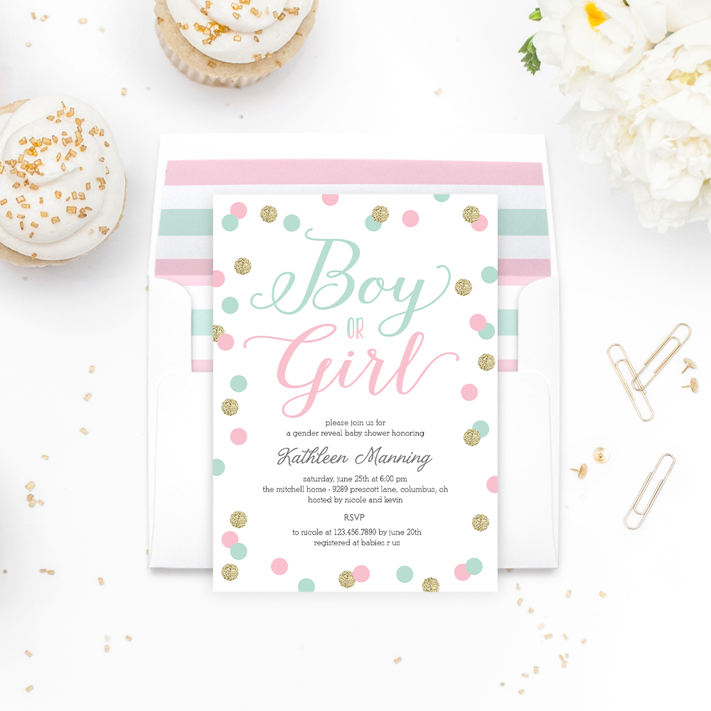 Boy or Girl Gender Reveal Baby Shower Invitation