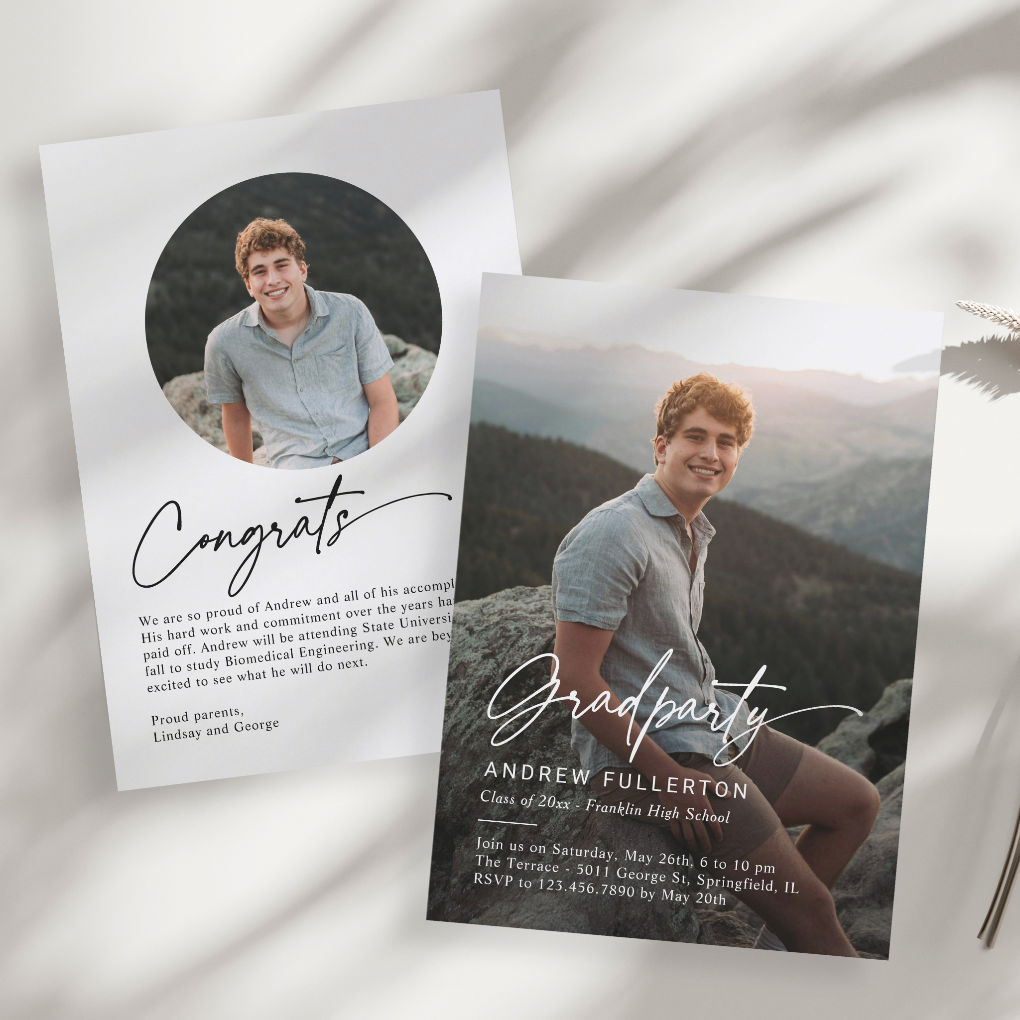 Smooth Note Graduation Announcement and Graduation Party Invitation