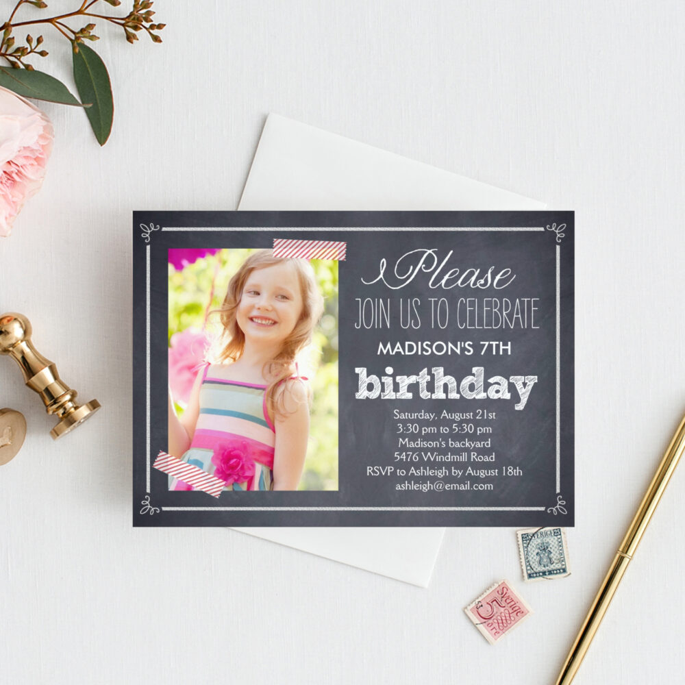 Stylishly Chalked Birthday Party Invitation