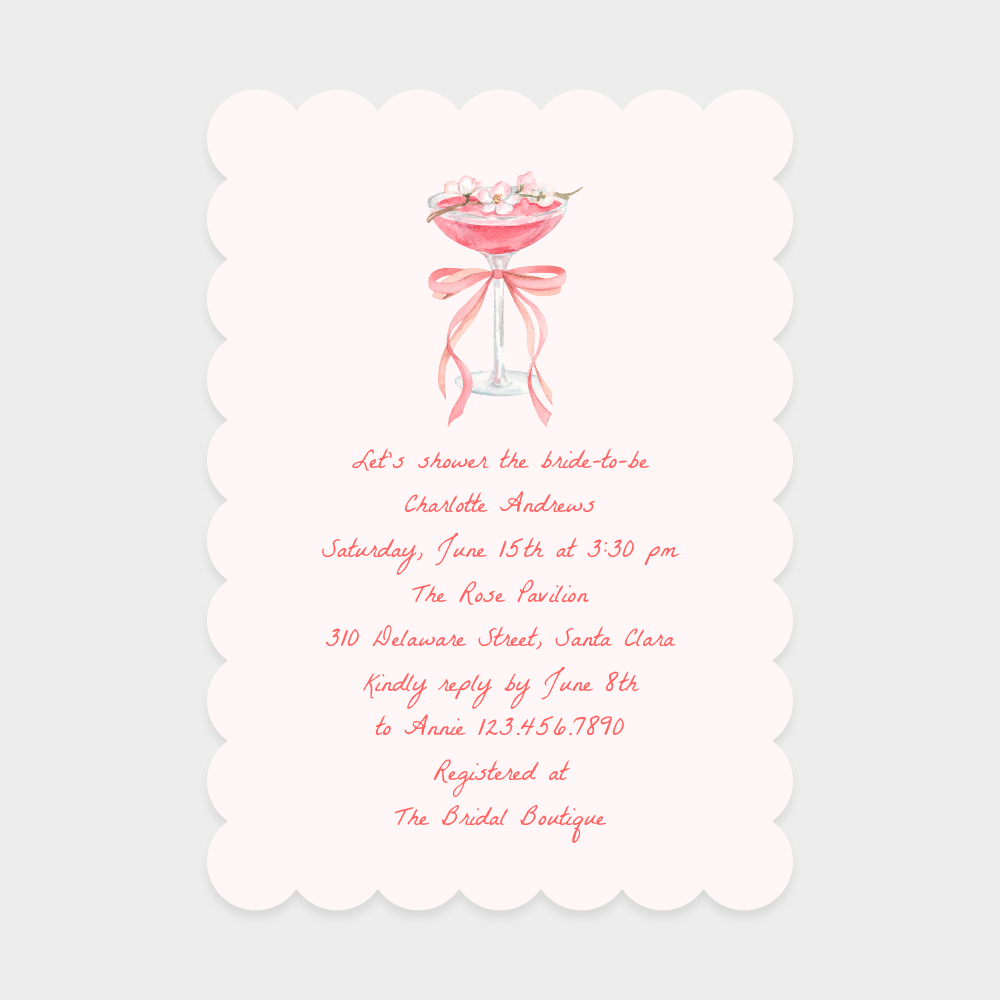 Elegant Cocktail Bridal Shower Invitation
