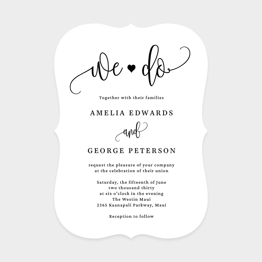 Lovely Calligraphy We Do Wedding Invitation