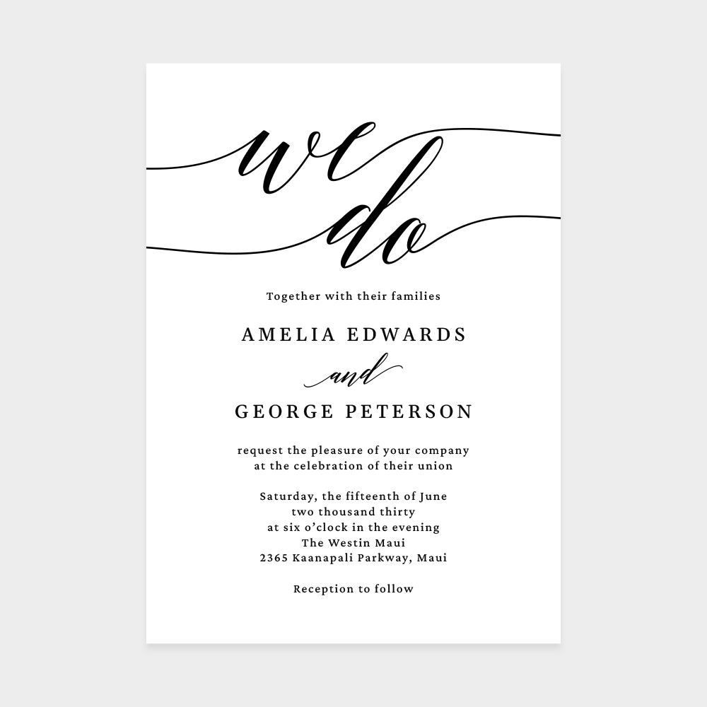 Modern Script Wedding Invitation