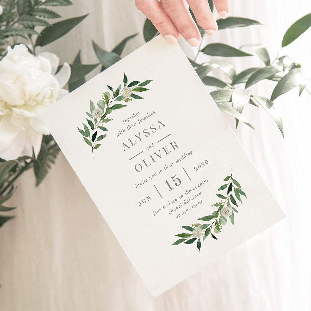 Romantic Greenery Wedding Invitation