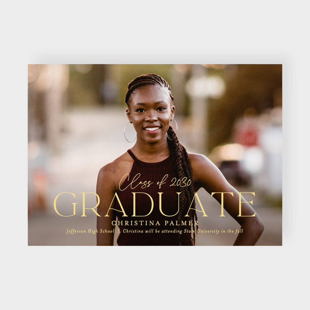 Calm Confidence Grad Announcement Gold