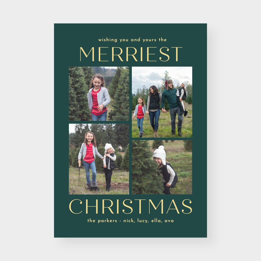 Clean Collage Foil Christmas Photo Cards