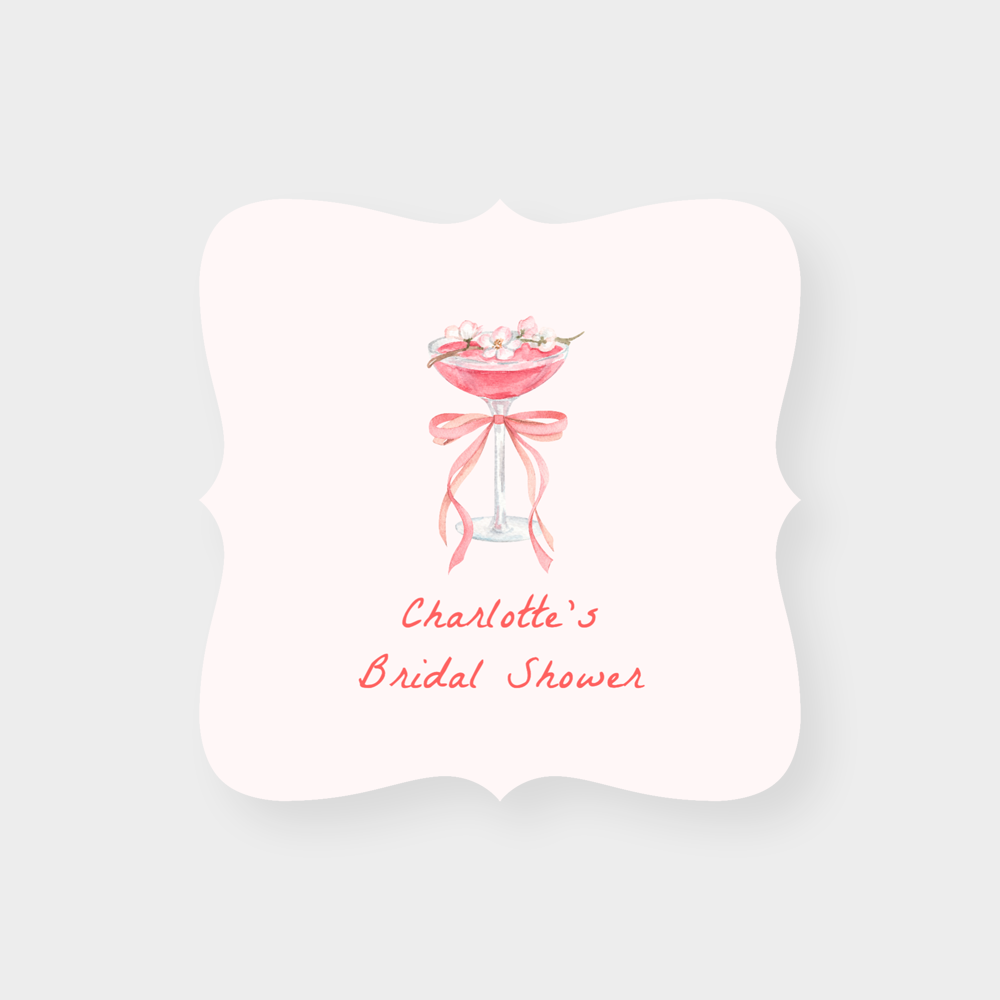 Elegant Cocktail Personalized Bridal Shower Coasters