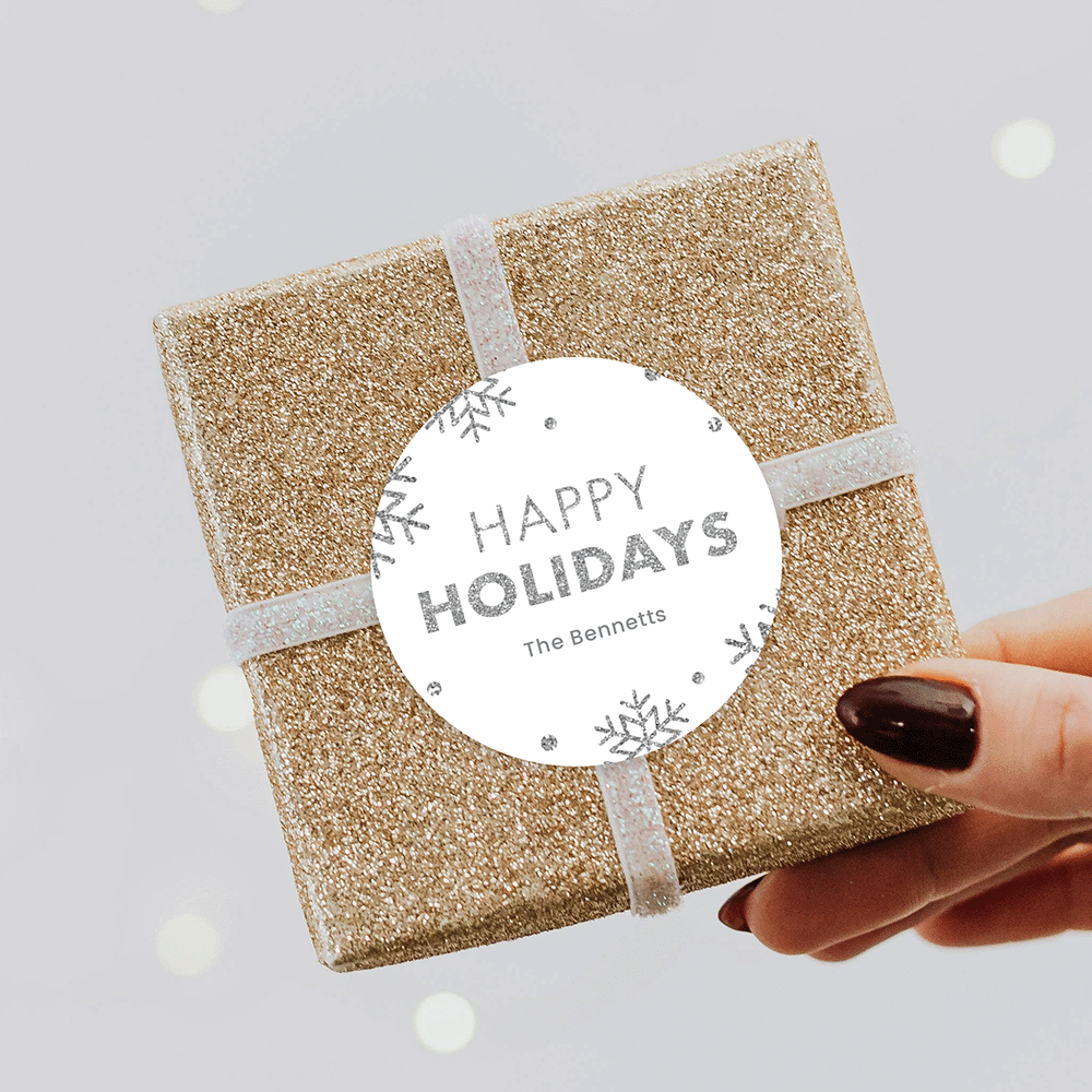 Happy Holidays Faux Glitter Gift Stickers