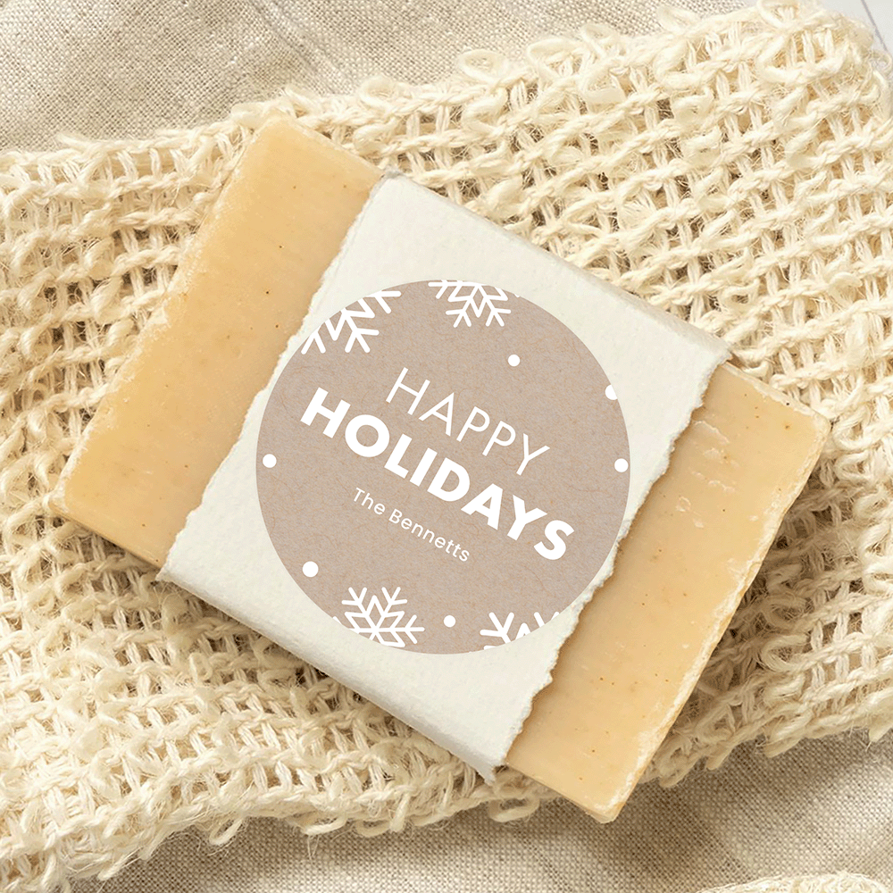 Happy Holidays Faux Kraft Gift Stickers