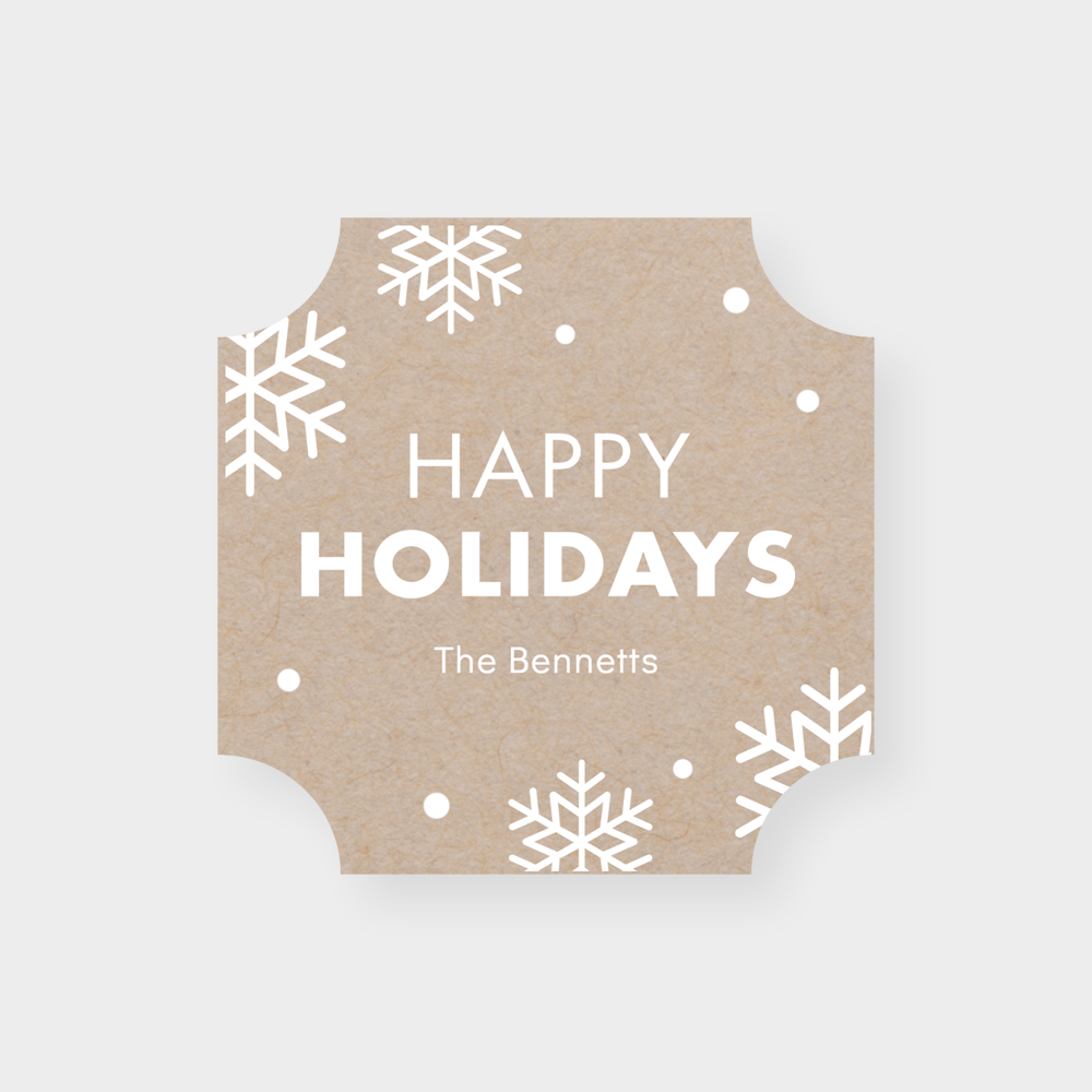 Happy Holidays Faux Kraft Holiday Party Coasters