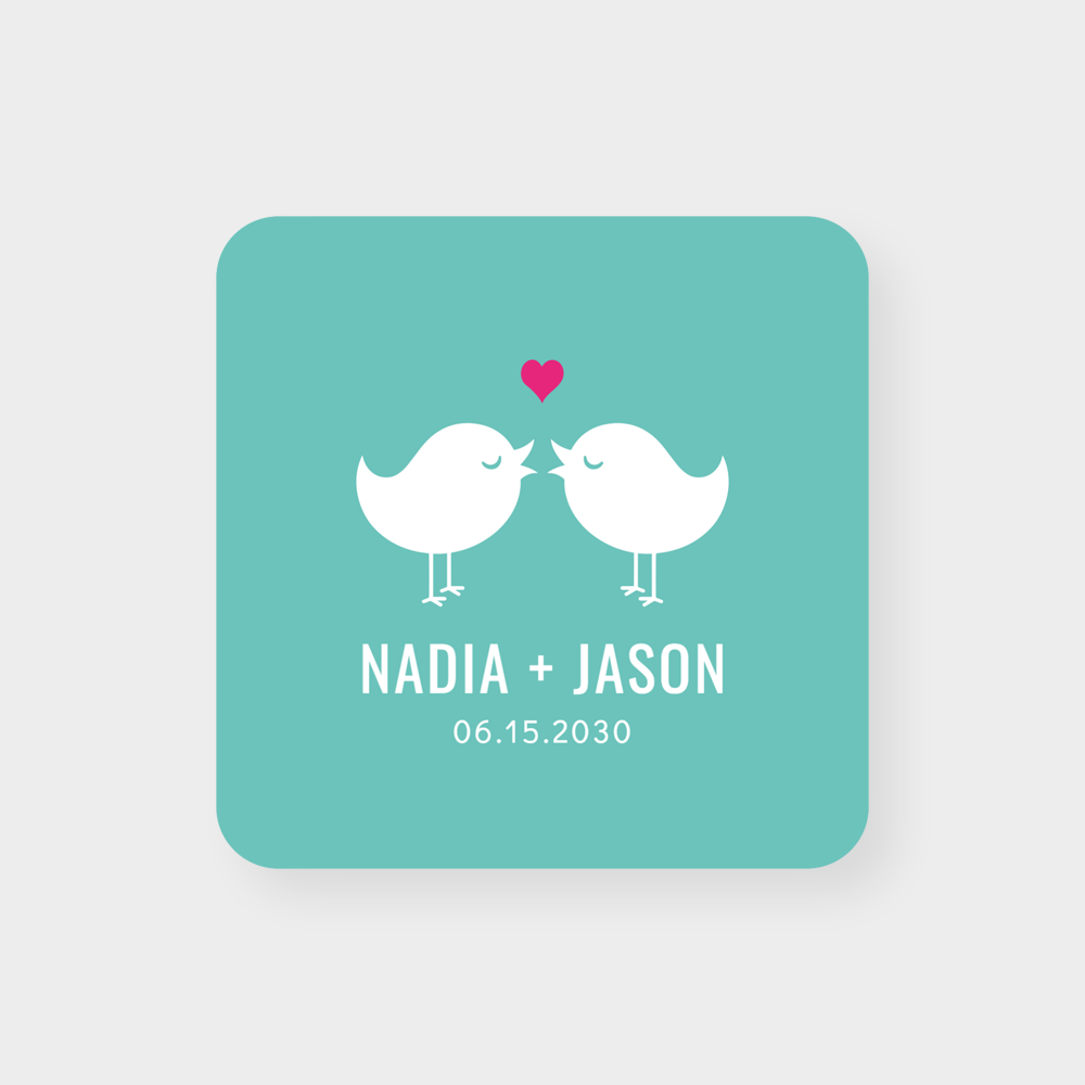 Love Birds Personalized Wedding Coasters