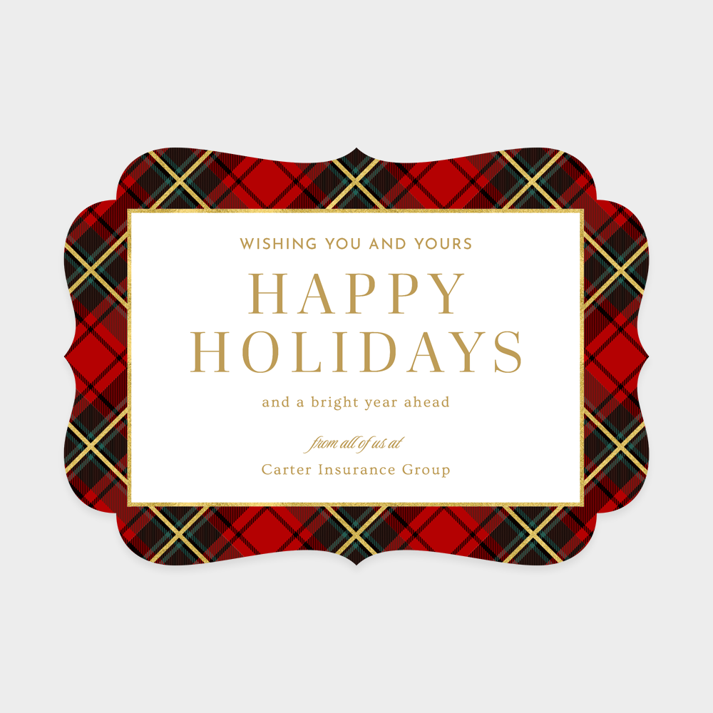 Regal Plaid Personal or Business Holiday Card