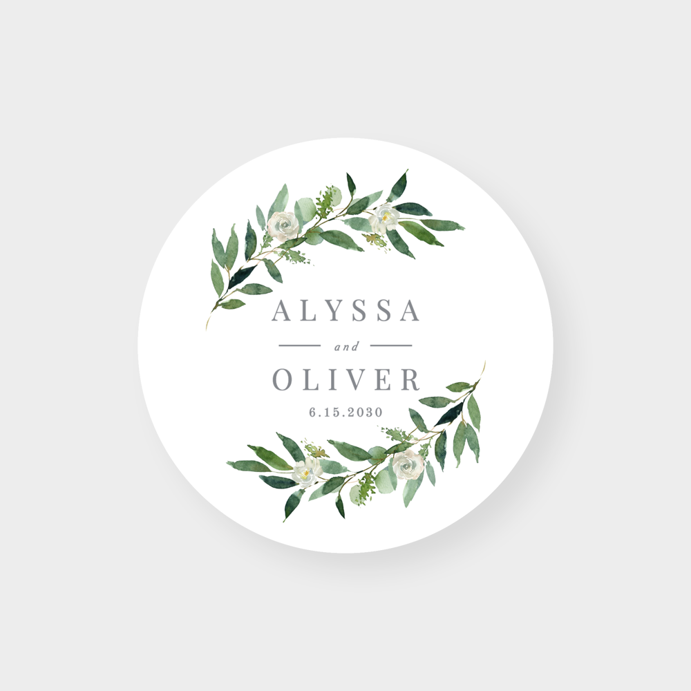 Romantic Greenery Personalized Wedding Coasters