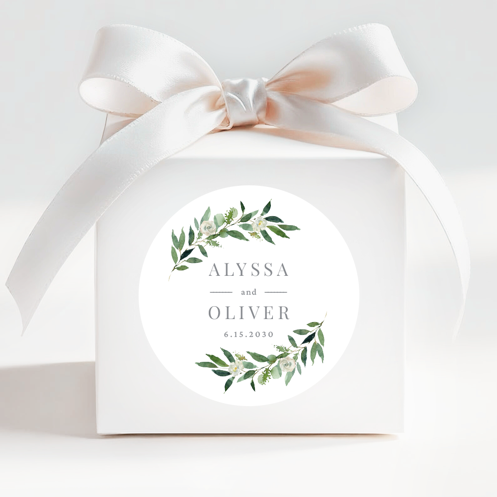 Romantic Greenery Wedding Favor Stickers