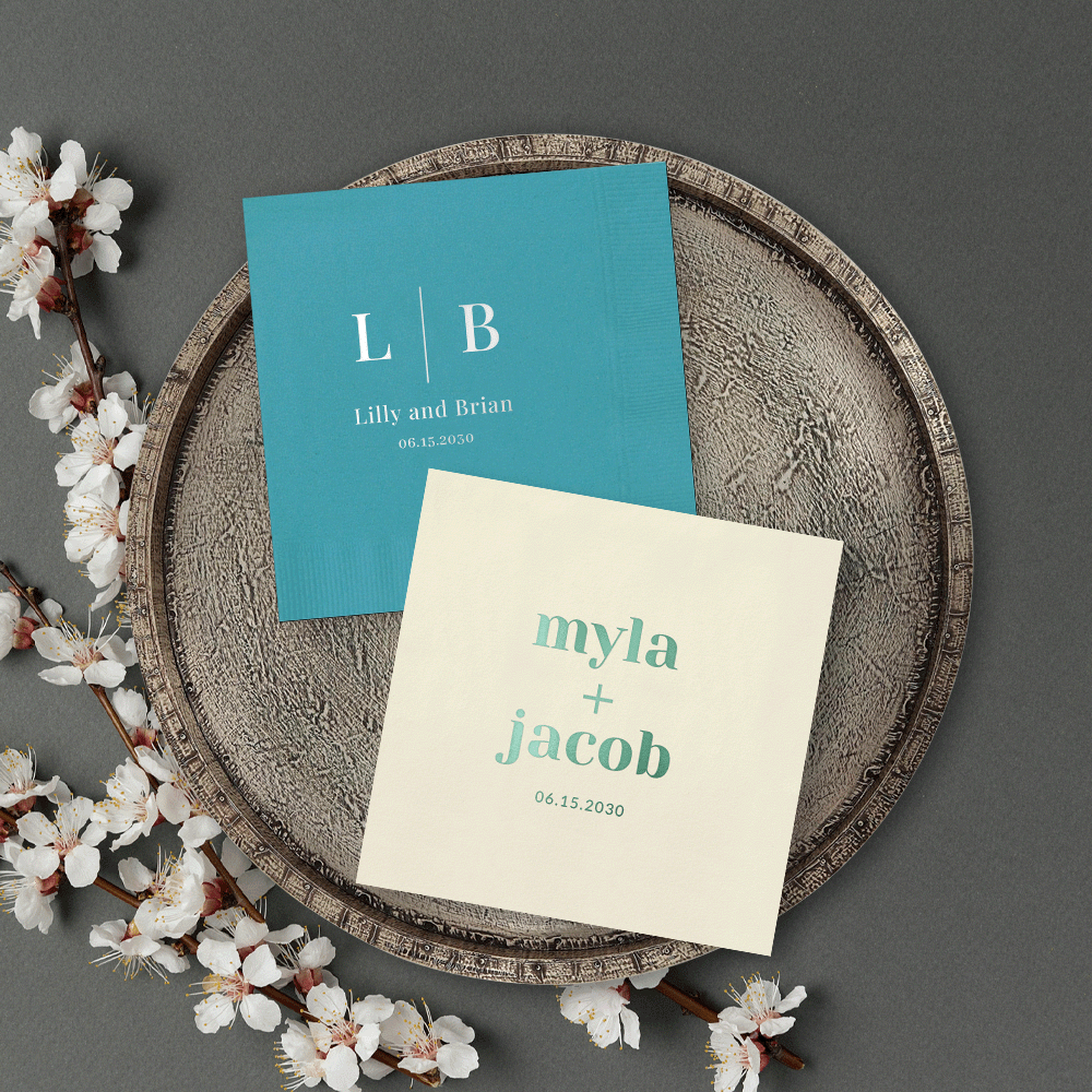 Personalized Foil Wedding Napkins