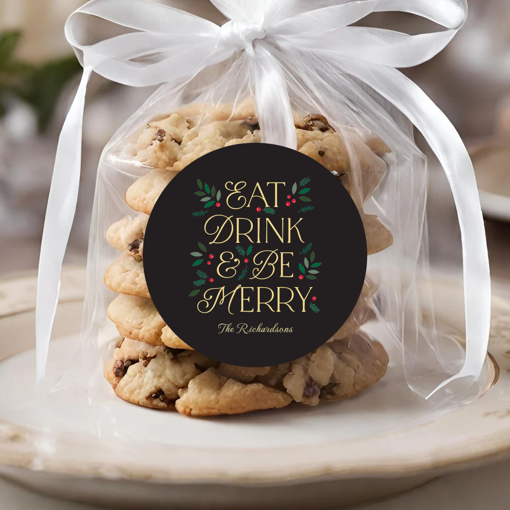 Eat Drink Be Merry Christmas Gift Stickers