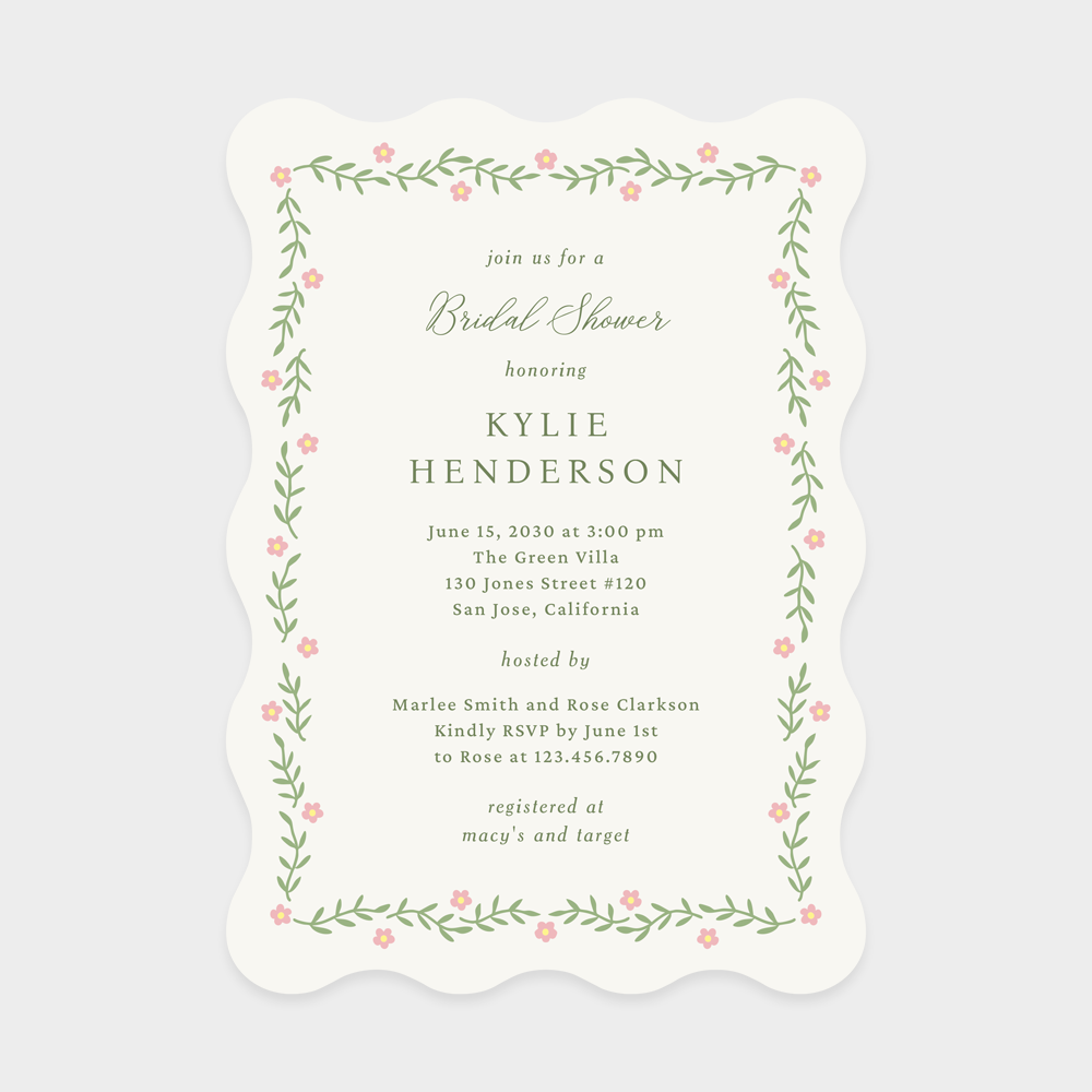 Garden Delight Baby or Bridal Shower Invitation - Pink