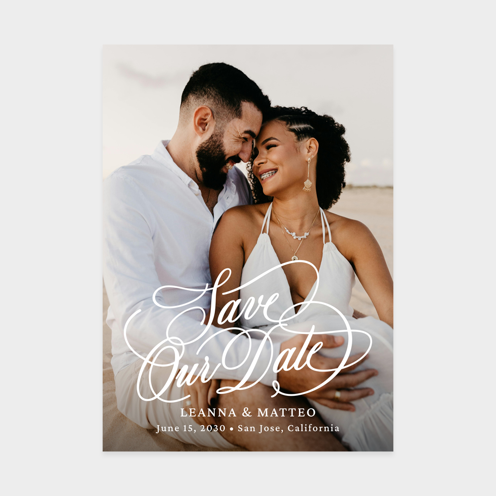 Graceful Flow Elegant Wedding Save The Date Card