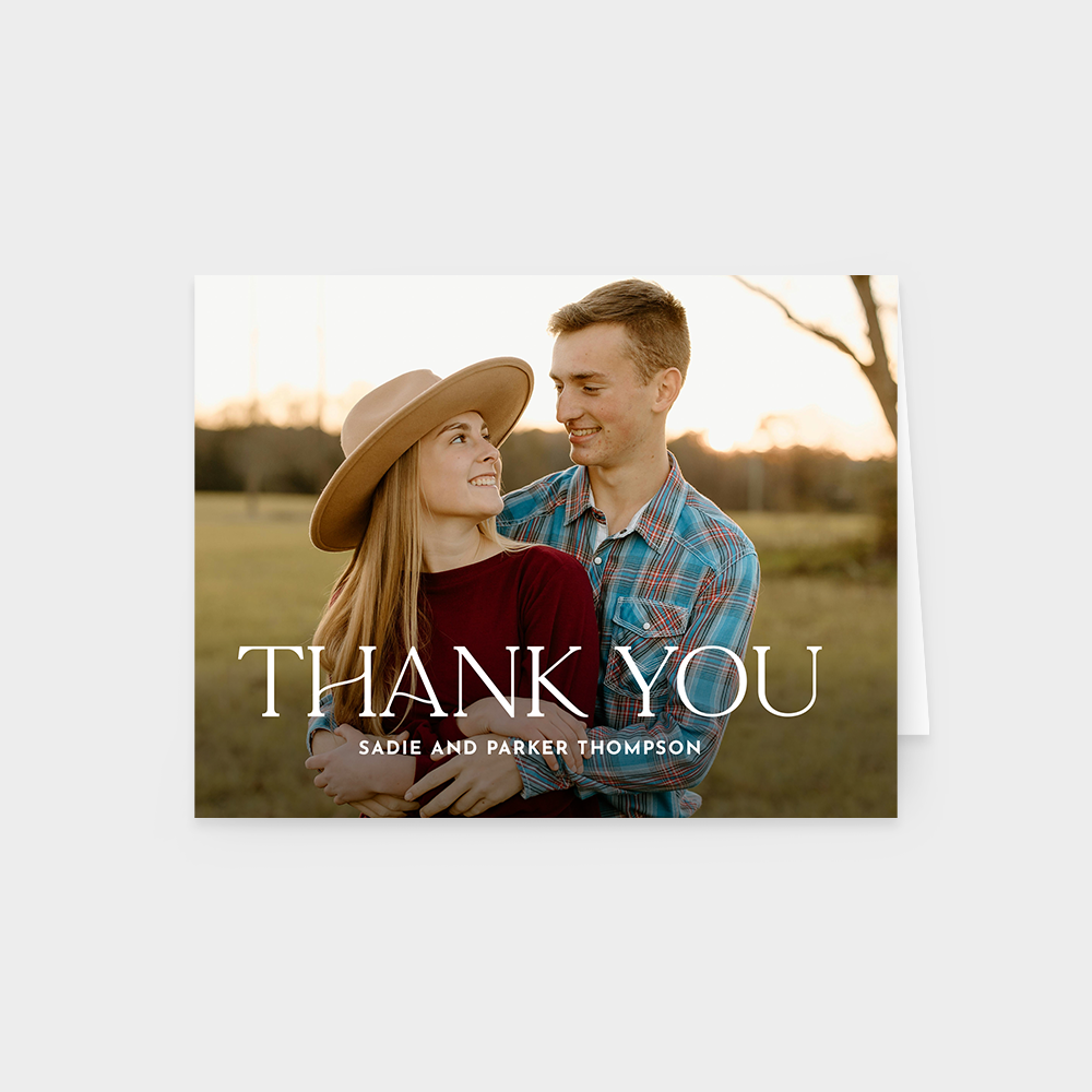 Modern Overlay Photo Thank You Card